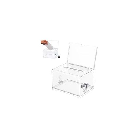 Boîte de Dons en Acrylique, Boîte à Dons Verrouillable, urne Électorale Transparente avec Serrure à Clé, Tirelire Transparente, avec Autocollant, pour Les Votes, Jeux, Concours (1/5)