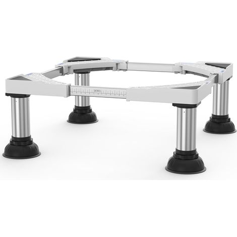Châssis de machine à laver, châssis réglable pour réfrigérateur, sèche-linge et congélateur, capacité de charge 300 kg, réglable de 43 à 62 cm, 20 à 23 cm, blanc (1/5)