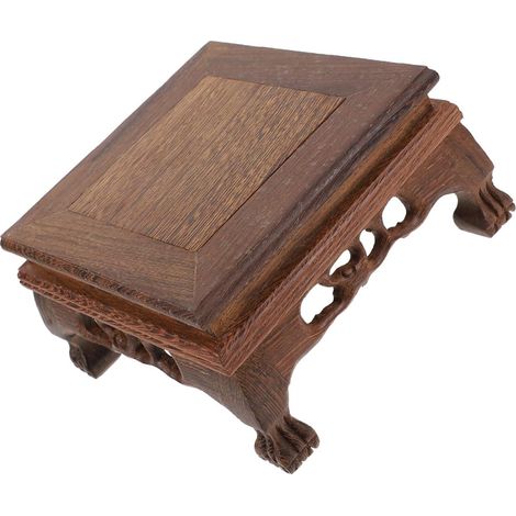 Support à Plantes En Bois Sculpté Carrée, Bois De Poulet Sculpté, Style Chinois Antique, Présentoir Pour Pots De Fleurs D’intérieur, Support Décoratif Pour Salon Et Bureau, Modèle Moyen (1/5)