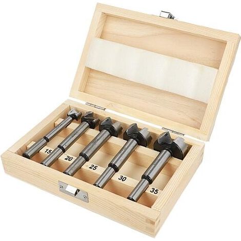 Jeu de forets HELLER 5 pièces Ø 15/20/25/30/35 mm, avec coffret bois (1/2)