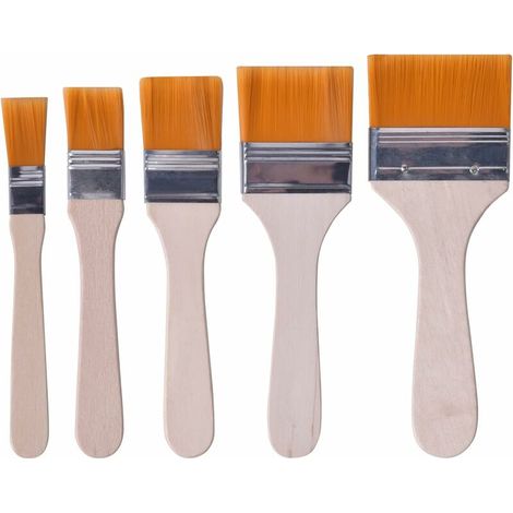 5 Pièces Pinceaux Peinture Mur, Brosse Pinceau Bricolage Pinceaux à Poils Pinceaux Plats avec Manche en Bois pour Peinture Vernis Colle, (1/5)