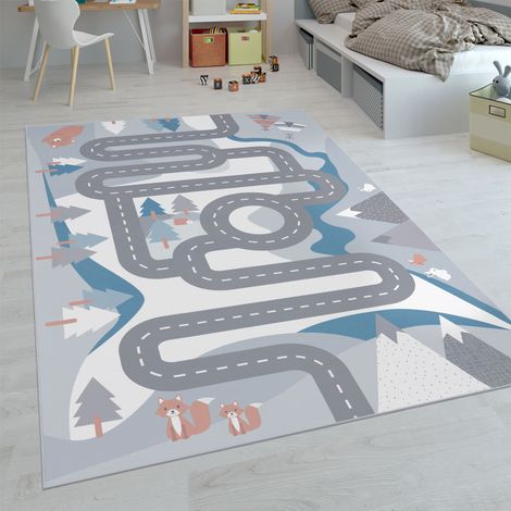 Paco Home Kinder-Teppiche, Kurzflor-Teppiche für Kinderzimmer mit vers. Designs Spielteppiche Bunt 100x200 cm, Creme