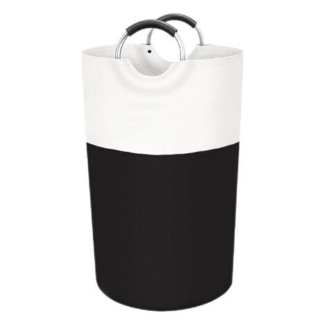 Panier à linge 90 L, panier à linge sur pied, pliable, tissu imperméable avec poignées en aluminium protégées par de la mousse, pour étudiants, dortoirs et familles (noir) (1/4)