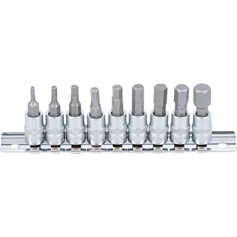 Bgs Technic – Jeu de 9 douilles à embouts hexagonaux mâles 1/4' – Dimensions 3/32 à 3/8' – Acier chrome-vanadium – Traitement chromé mat (1/3)