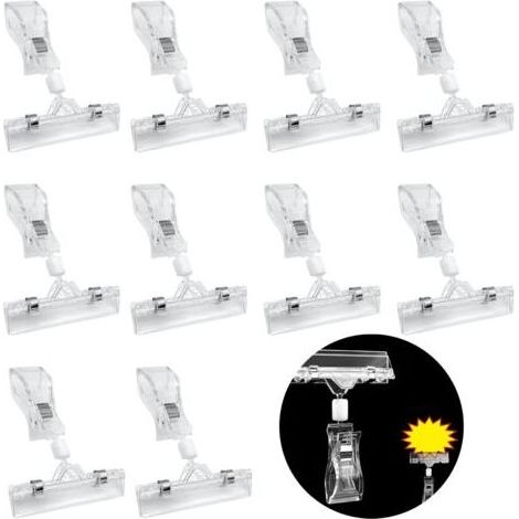 Plastique Rotatif Clip,10 Pièces Porte Étiquette de Prix ​Clips Rotatifs de Étiquette de Prix Clair Affichage de Magasin Prix Étiquette Présentoir Bureau Porte Pince (1/5)