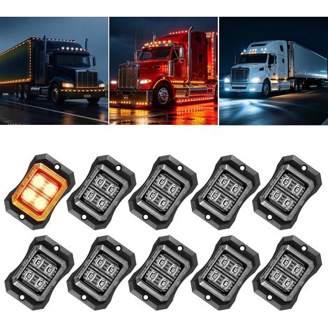 10× Feux de Gabarit à LED 12V-24V, 4 LED Feux de Position À Deux Rangées Feu de Gabarit Remorque pour Camion Bus Caravane Utilitaire Robuste (1/5)