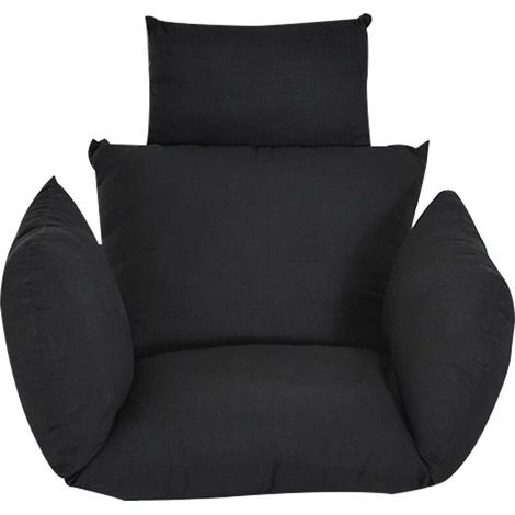 Coussin de siège suspendu pour balançoire, coussin de chaise hamac suspendu, coussin de siège épais pour chaise suspendue, pour patio intérieur extérieur, jardin (noir) (1/4)