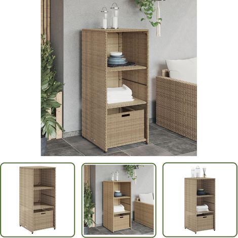 The Living Store Armoire de rangement de jardin beige 50x55x115cm résine tressée - Meuble De Jardin - Coffre De Jardin - Rangement Extérieur - Armoire De Jardin - Résine Tressée (1/5)