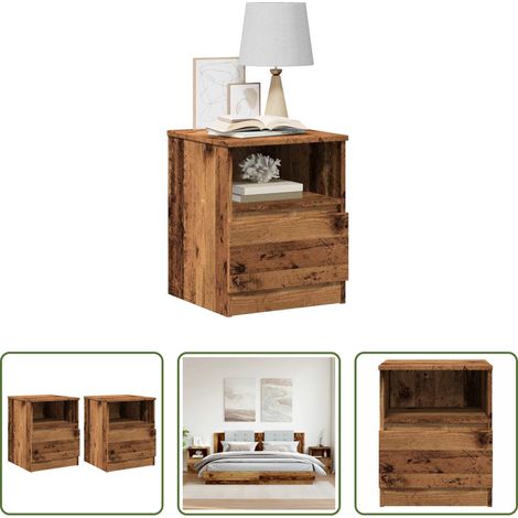 vidaXL Altholz - Nachttische 2 Stk. Altholz-Optik 40x40x50 cm Holzwerkstoff (1/5)