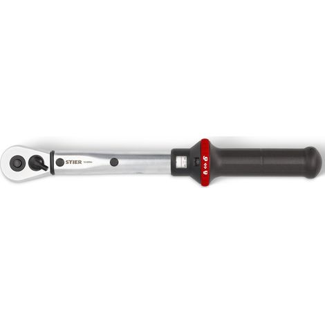 STIER Drehmomentschlüssel mit Umschaltknarre 1/2 Zoll, Aufnahme 10-50 Nm, hohe Auslösegenauigkeit, Umschaltfunktion, Auslösesignal, Vierkantantrieb DIN 3120