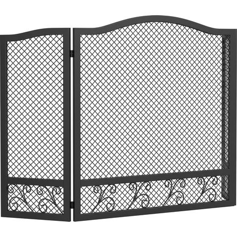 HOMCOM Parascintille Camino Pieghevole a 3 Pannelli, 107x1x60 cm, Nero (1/5)