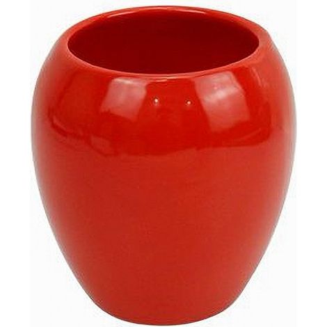 Cleafe - Bicchiere Porta Spazzolini Ceramica Rosso Moderno Accessorio Arredo Bagno 79261 - (1/2)