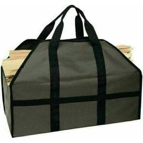 Felt bag 61 x 29 x 45.5 cm with handle for carrying wood, toys, newspapers, shopping, etc. (Light khaki) (1/4)