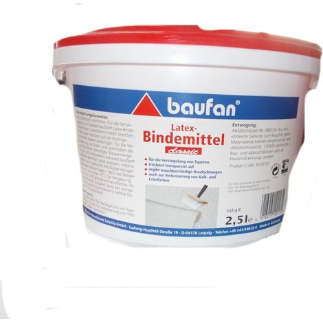 Liant latex classic, 2,5l I Le liant latex transparent améliore les peintures à la colle I Latex de revêtement de papier peint sans solvant ni plastifiant