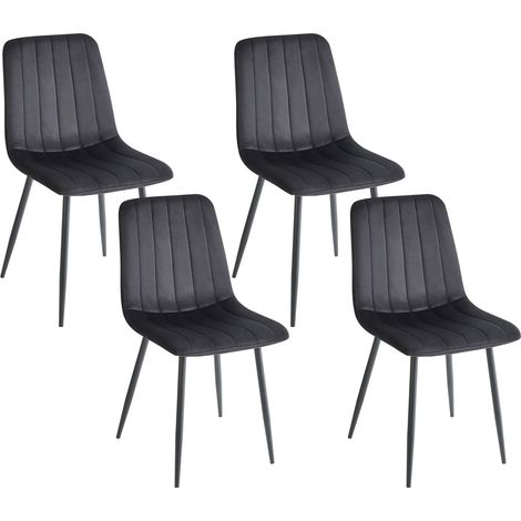 Set di 4 sedie da pranzo in velluto nero Gambe in ferro Kalispell (1/5)