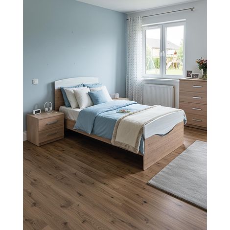 Letto Smile con fascioni e pediera - Letto singolo 127 x 197 - Struttura Virginia e bianco - Rete e materasso esclusi (1/4)