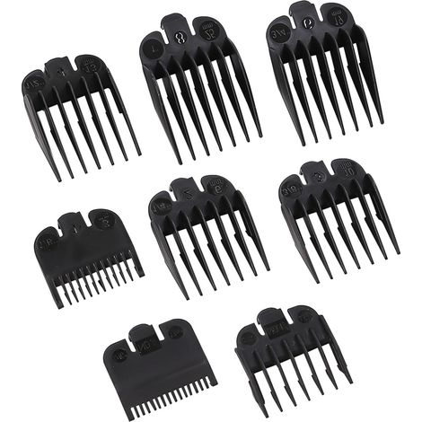 8 Pièces Sabot Tondeuse, Guide Peigne ABS, 1,5mm à 25mm, Accessoire Coupe Cheveux, Salon et Maison (1/5)