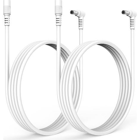 Câble d'Extension DC 1M, Cordon d'alimentation 12V 5,5mm x 2,1mm, 90° Angle L, Supporte DC 5V24V, pour Caméras de Surveillance, Streifenbeleuchtung, etc. Blanc 1M (2 Pièces) (1/5)