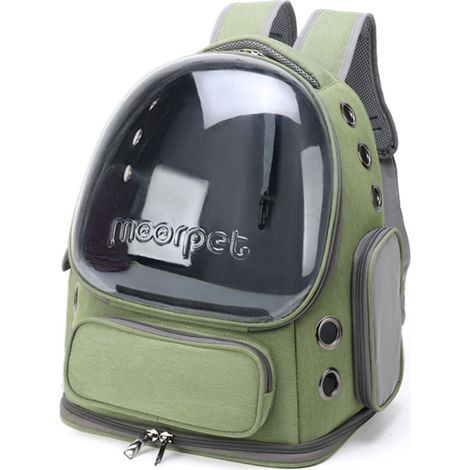 Sac à dos extensible pour chat et chien (petits chiens inclus), pliable, avec laisse de sécurité intérieure et 2 tapis pour animaux, vert.