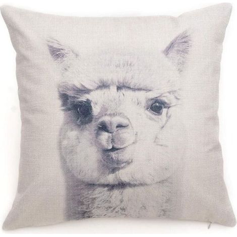 Taie D'oreiller Coton Lin Animaux Motif Coussin Décoration pour La Maison Canapé Voiture Set Banc Canapé Décor(Alpaga)