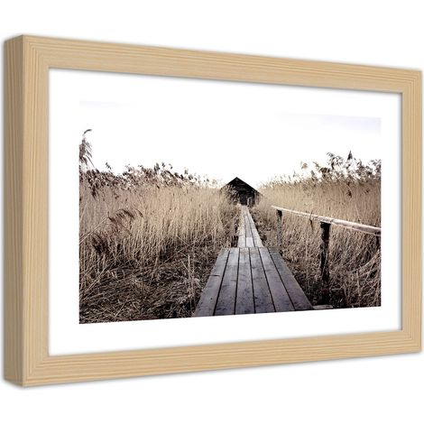 Quadro con cornice, Vecchio ponte in un canneto alto - 90x60 (1/5)