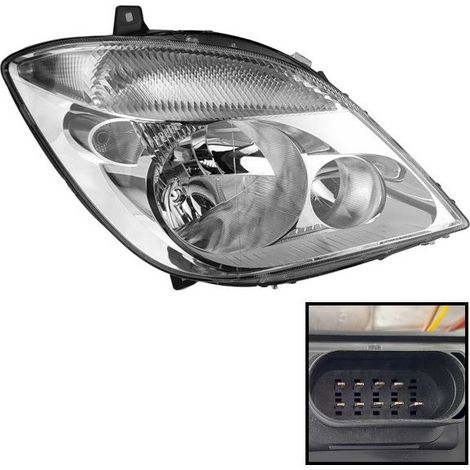 Faro derecho con minibús Mercedes Sprinter, carrocería, muelle, furgón 2007-2014 (1/2)