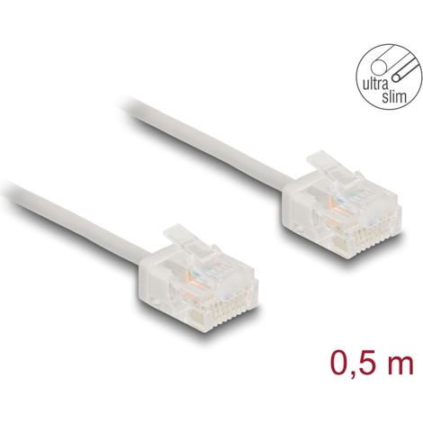 Delock Cable de red RJ45 Cat.6 UTP Ultra Slim 0,5 m gris con enchufes cortos