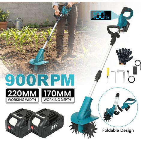 Cultivateur, 2000w haute puissance, vitesse 900rpm, laboureur électrique sans brosse, Retourneur de terre, avec 2 batteries, peut être utilisé pour le jardin, verger, potager (1/5)