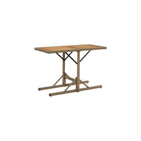 Table de jardin Beige Bois massif d'acacia et poly rotin (1/5)