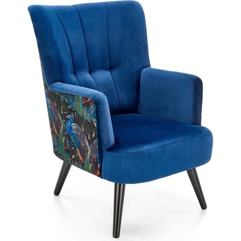 Sillón Houston 1372, Azul, 95x67x82cm, Tapiz, Patas: Madera, 0 (1/5)