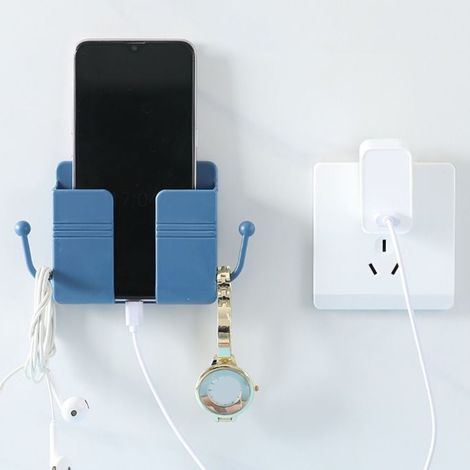 Aufbewahrungsbox für Fernbedienungen von Fernseher und Klimaanlage, multifunktionale, wandmontierte Handyhalterung mit Klebefläche. (1/5)