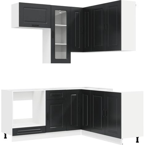 Maison Exclusive - Kuchyňská jednotka KALMAR 8 ks Černá Kompozitní dřevo (1/5)