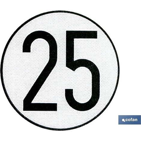 Plaque de vitesse homologuée V-4 25 km/h, diamètre 200 mm, pour véhicules spéciaux.