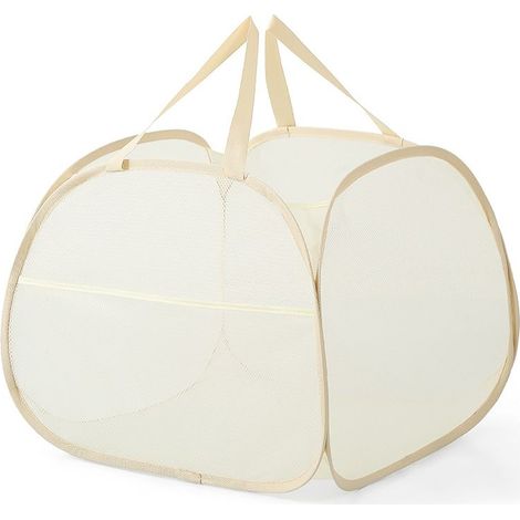 Panier à linge pliable, sac à linge, corbeille à linge vente avec poignée pour salle de bain, chambre, buanderie, chambre d'enfant, voyage, beige,50x50x38cm (1/4)