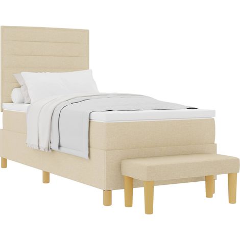 Maison Exclusive - Lit à ressorts avec coussin Crème 200 x 90 cm tissu (1/5)