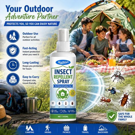 KineShineX Insektenschutzspray auf Pflanzenbasis, Insektenschutzmittel für drinnen und draußen, wehrt Mücken, Kakerlaken, Ameisen und andere Schädlinge ab, mit einem frischen und leichten Duft. (1/5)