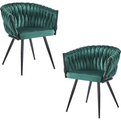Packs Sillas Comedor - Pack 2 Sillas Widny Black Terciopelo - Verde (1/5)