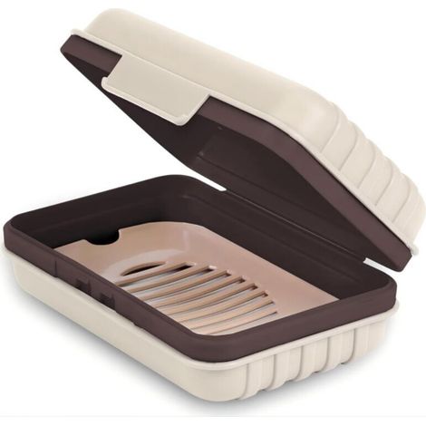 Double layer soap dish with lid and drainer, white, 127.65cm, a soap dish, airtight, portable, ideal for travel.