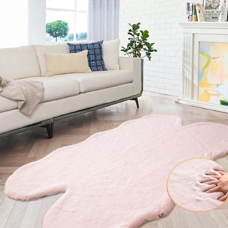 Teppich Fellteppich Kunstfell 120 x 180 cm (Fellform) Rosa Altrosa (1/5)