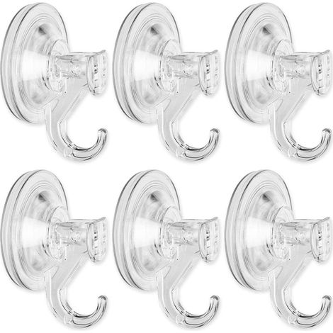 Crochet Ventouse, Lot de 6 Fixation Ventouse pour fenêtre, Cuisine et Salle de Bains, sans perçage, capacité de Charge 4KG, Transparent (1/5)