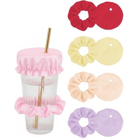 elastici riutilizzabili antidroga per bevande - Ideali per bar, feste e festival - Coperchi a prova di perdite (rosa, fucsia, giallo, viola, champagne) (1/5)