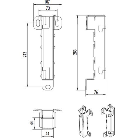 Hailo Führungshülse Typ ECONORM aus Edelstahl 44x44mm, Wandabstand 180mm