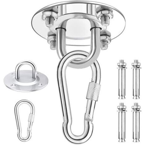 Crochet de plafond robuste, capacité de charge de 450 kg, kit de suspension pour hamac en acier inoxydable, rotatif à 180° pour structures en béton et en bois, chaises suspendues, lampes suspendues, h (1/5)