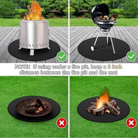 Tapis rond pour foyer, feu de camp et barbecue - Tapis de protection ignifugé double face à placer sous les grils (1/5)