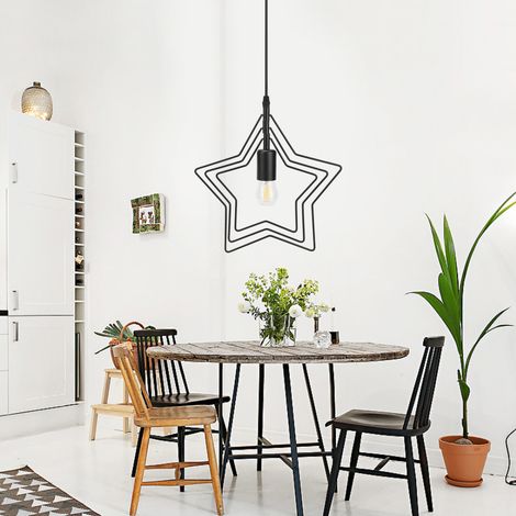 E27 100-240V Einzigartige LED-Deckenleuchte in Sternform aus Eisen, schwarz, Pendelleuchte, Kronleuchter für Esszimmer (1/5)