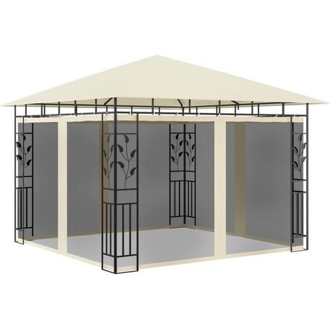 Pavillon d'observation avec moustiquaire, 3x3x2,73 mètres, couleur crème, 180 g/m². (1/5)