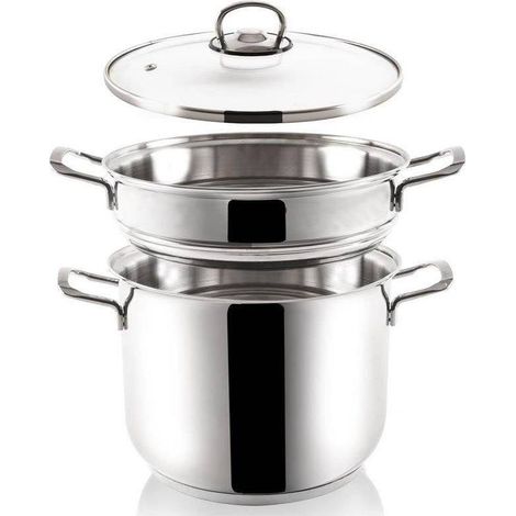 Pentola a vapore, in acciaio inox, adatta a piani cottura a induzione/gas, set da 5 litri (1/3)