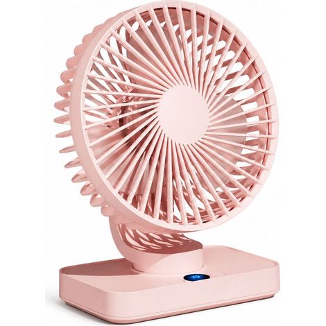 VHV Tischventilator mit LED-Anzeige – Wiederaufladbarer Ventilator mit 5 Geschwindigkeitsstufen – Oszillierender Tischventilator – Leiser Ventilator für Zuhause und Büro – Kirschblütenrosa (1/5)