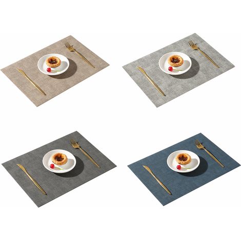 Ensembles (4 pièces), nappes lavables et antidérapantes, dessous de plat résistants à la chaleur et à l'argile, récupérateurs et rondelles anti-salissures, sets de table pour la cuisine, argent, argen (1/5)