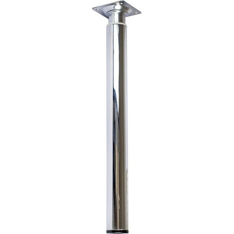 Pied de meuble cylindrique réglable 300-500 mm – Acier chromé – Platine 60x60 mm – Vissage rapide et résistance à la corrosion – Cime (1/5)